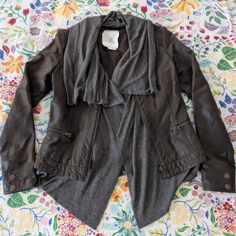 ANTHROPOLOGIE Hei Hei Faux Leather Layered Jacket XS